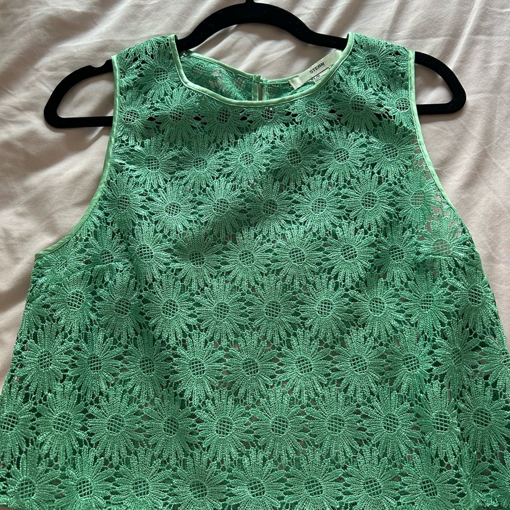 Forever 21 Mint Floral Lace Tank Top